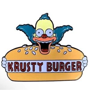 Krusty the Clown, The Simpsons Enamel Pin, Krusty Burgers Enamel Pin